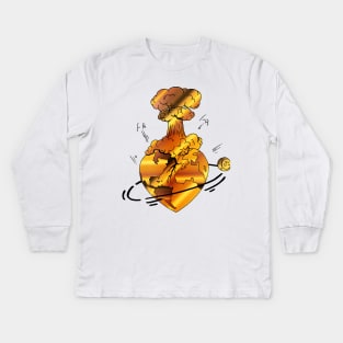 Gold Atomic Heart Kids Long Sleeve T-Shirt